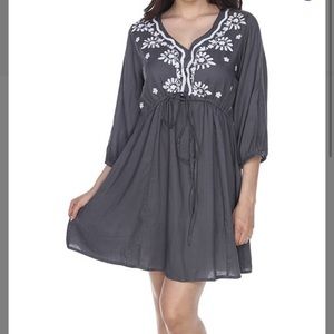 Dark Grey Embroidered Tunic Dress, M